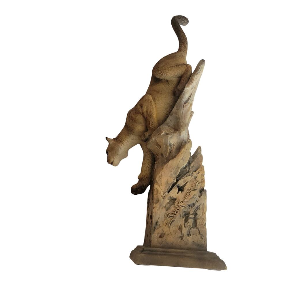 Vintage Leap of Faith cougar sculpture by artist Joe Slockbower 14" tall